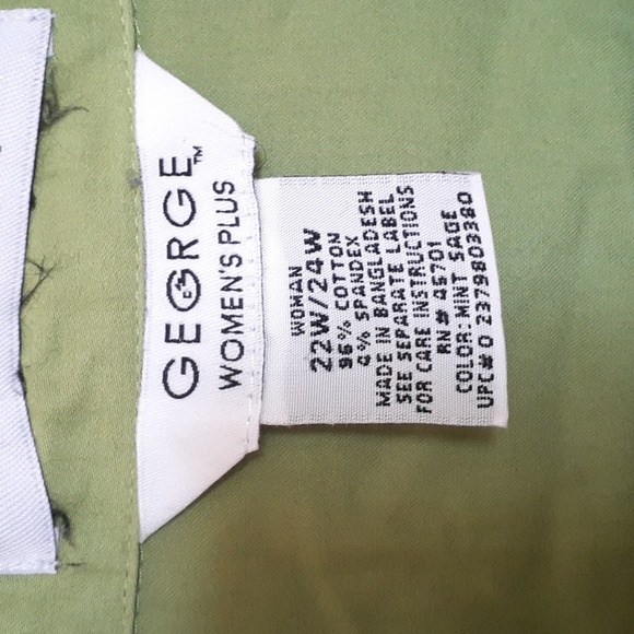 George womens mint sage cotton spandex stretch top with 3/4 sleeves size 22W - Picture 2 of 4
